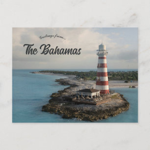 Leuchtturm im Ozean Cay Die Bahamas Postkarte
