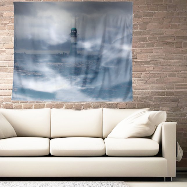 Leuchtturm im Sturm - Ostsee Wandteppich (Von Creator hochgeladen)
