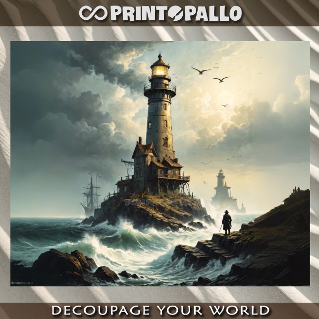 Leuchtturm im stürmischen Meer mit dem Hüter Seidenpapier (Von Creator hochgeladen)