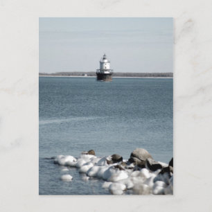 Leuchtturm im Winter Postkarte
