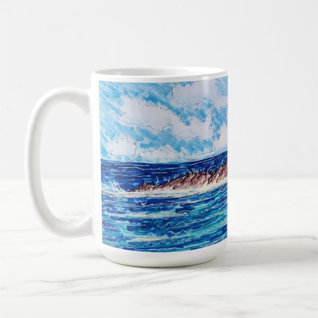 Leuchtturm in Blau Kaffeetasse (Links)