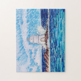 Leuchtturm in Blau Puzzle