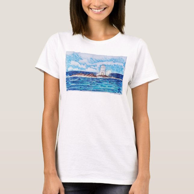Leuchtturm in Blau T-Shirt (Vorderseite)