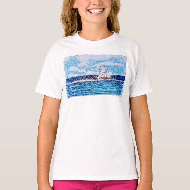 Leuchtturm in Blau T-Shirt (Vorderseite)
