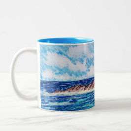 Leuchtturm in Blau Zweifarbige Tasse