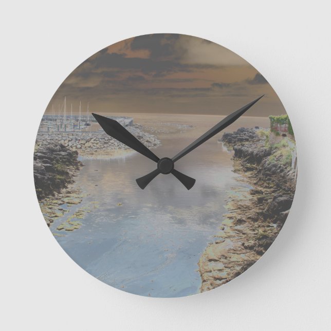 Leuchtturm in Cascais Portugal Runde Wanduhr (Vorderseite)