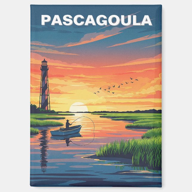 Leuchtturm in Pascagoula Mississippi Magnet (Vorderseite)