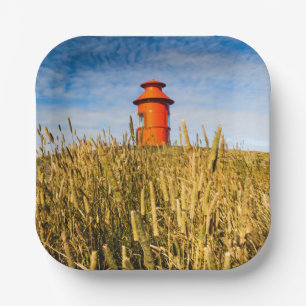 Leuchtturm in Stykisholmur, Island Pappteller