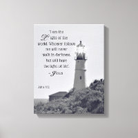 Leuchtturm John 8:12 Wrapped Canvas