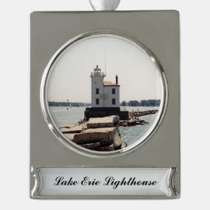 Leuchtturm Lake Erie Banner-Ornament Silber