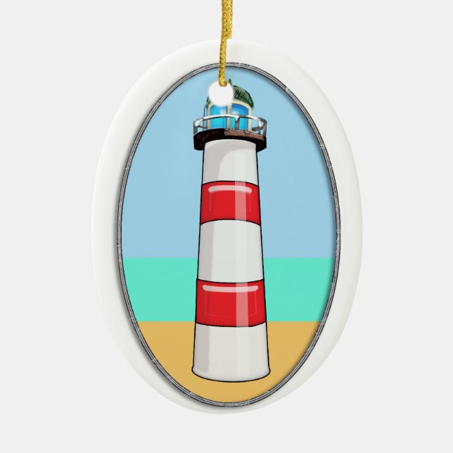 Leuchtturm-Leuchtfeuer Keramik Ornament (Vorne)