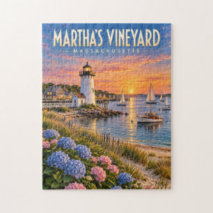 Leuchtturm Martha's Vineyard Sunset Massachusetts Puzzle