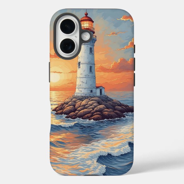 Leuchtturm Meer Landschaft iPhone / iPad Hülle (Rückseite)