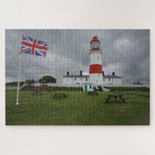 Leuchtturm mit der britischen Flagge Puzzle
