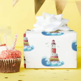 Leuchtturm mit Welle Geschenkpapier