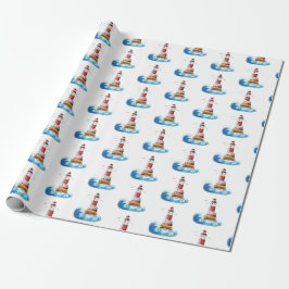 Leuchtturm mit Welle Geschenkpapier