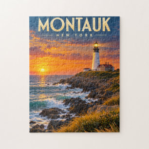 Leuchtturm Montauk Point Sonnenuntergang New York Puzzle