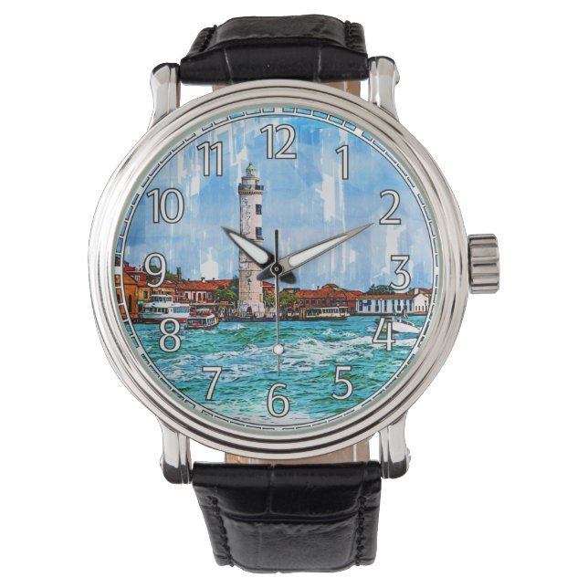 Leuchtturm Murano, Venedig, Italien. Armbanduhr (Vorderseite)