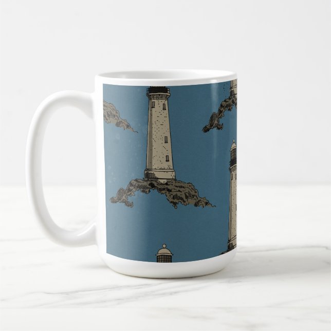 Leuchtturm-Muster im Vintage-Stil Kaffeetasse (Links)