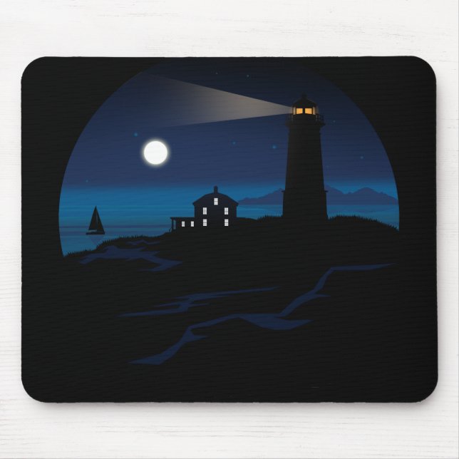 Leuchtturm - Nacht Mousepad (Vorne)