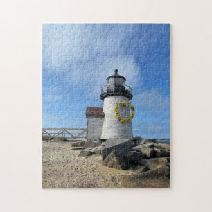 Leuchtturm Nantucket mit Frühjahrskreath Puzzle