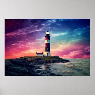 Leuchtturm Natur Welt Fantastisches Landschaftsbil Poster