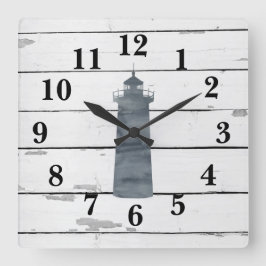 Leuchtturm Nautical Blue Shiplap Rustikale Dekorat Quadratische Wanduhr