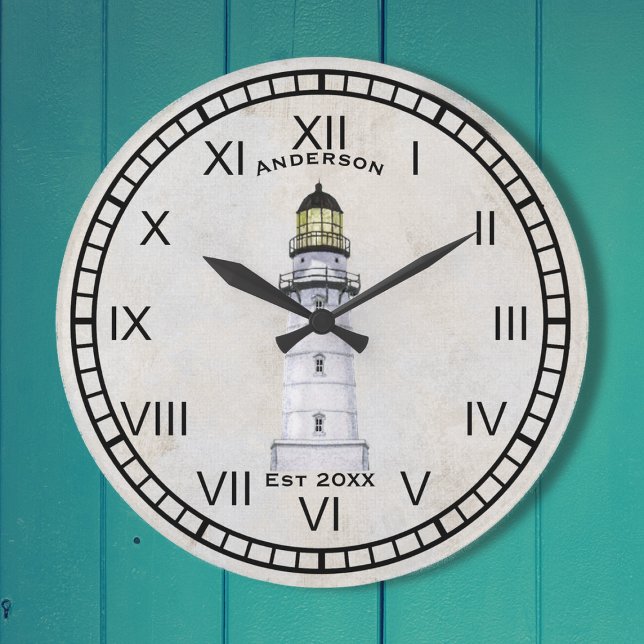 Leuchtturm Nautical Wall Clock Gray Grunge Große Wanduhr (Von Creator hochgeladen)