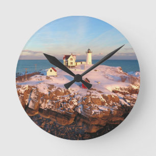 Leuchtturm Nubble Light Aerial Snowy Maine Lightho Runde Wanduhr