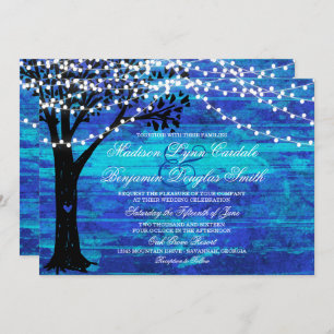 Leuchtturm Oak Tree Blue Wedding Einladungen