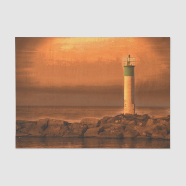 Leuchtturm Orange Sunset am See Seidenpapier (Vorderseite)
