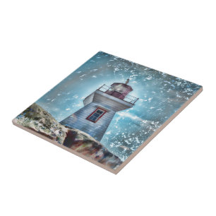 Leuchtturm Ozean Blau Nautisch Rustikal Küstenstil Fliese