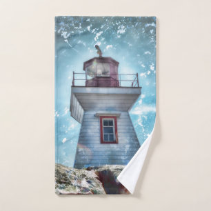 Leuchtturm Ozean Blue Nautical Rustic Coasta Badhandtuch Set