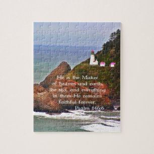 Leuchtturm-Ozean-Meer christliches Creationarts Puzzle