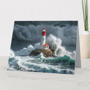 Leuchtturm Ozean Sturm Majestic Powerful Wave Karte