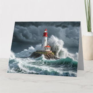 Leuchtturm Ozean Sturm Majestic Powerful Wave Karte