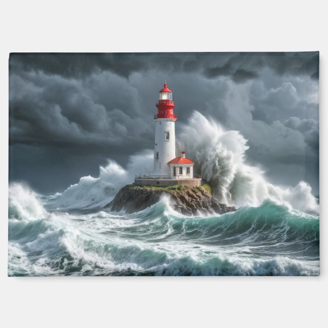 Leuchtturm Ozean Sturm Majestic Powerful Wave Magnet (Vorderseite)