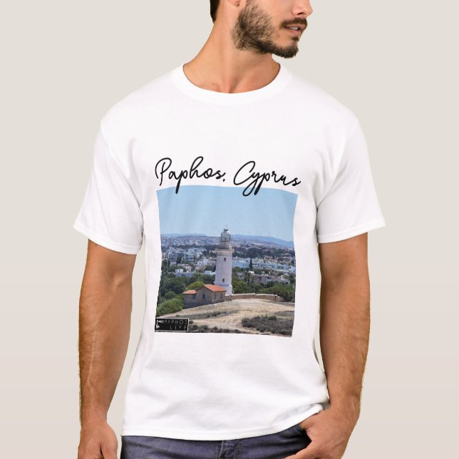 Leuchtturm Paphos und Unterschrift T-Shirt (Vorderseite)