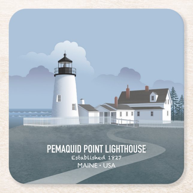 Leuchtturm Pemaquid Point Rechteckiger Pappuntersetzer (Vorderseite)