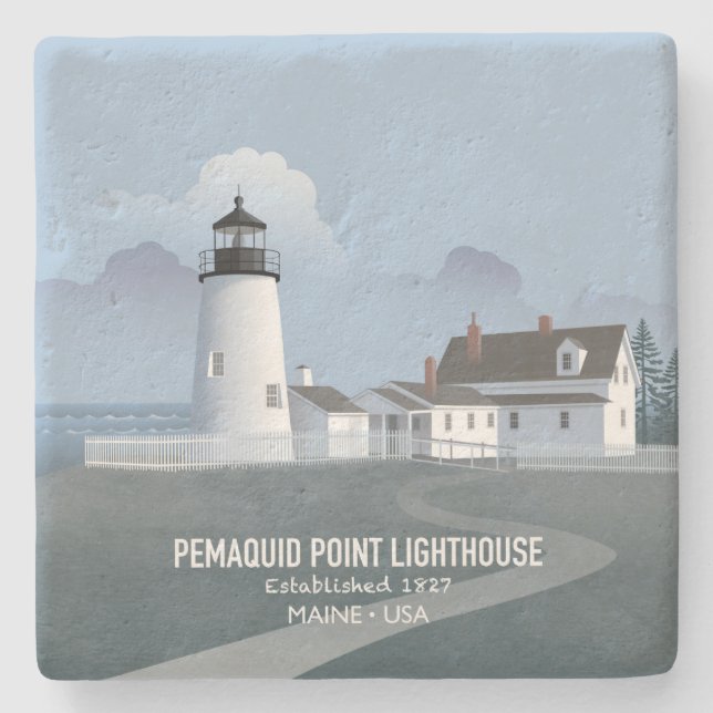 Leuchtturm Pemaquid Point Steinuntersetzer (Vorderseite)