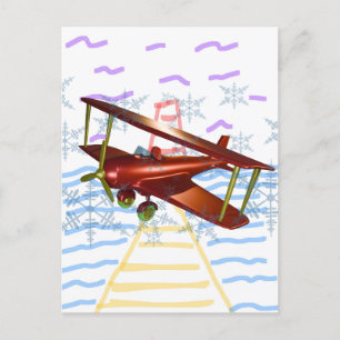 Leuchtturm Pier Biplane Blue Waves Feiertagspostkarte