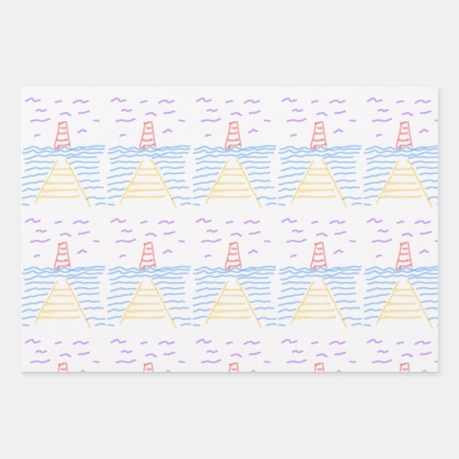 Leuchtturm Pier Wrapping Paper Flat Sheet Set 3 Geschenkpapier Set (Vorderseite)