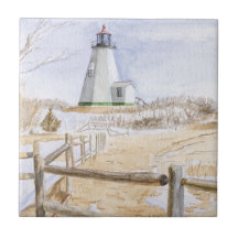 Leuchtturm Plymouth Aquarell