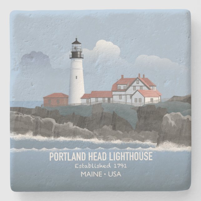 Leuchtturm Portland Head Steinuntersetzer (Vorderseite)