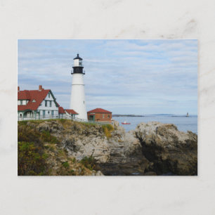 Leuchtturm Portland Headlight an der felsigen Küst Postkarte