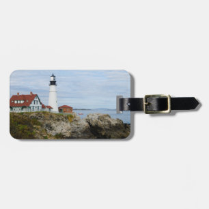Leuchtturm Portland Headlight an felsiger Küste Gepäckanhänger