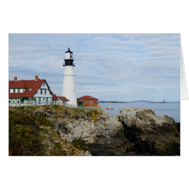 Leuchtturm Portland Headlight auf felsigem Ufer (Vorderseite (Horizontal))