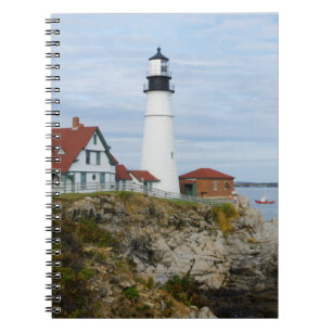 Leuchtturm Portland Headlight auf felsigem Ufer Notizblock