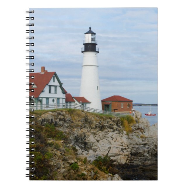 Leuchtturm Portland Headlight auf felsigem Ufer Notizblock (Vorderseite)