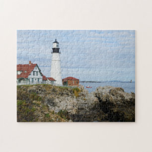 Leuchtturm Portland Headlight auf felsigem Ufer Puzzle